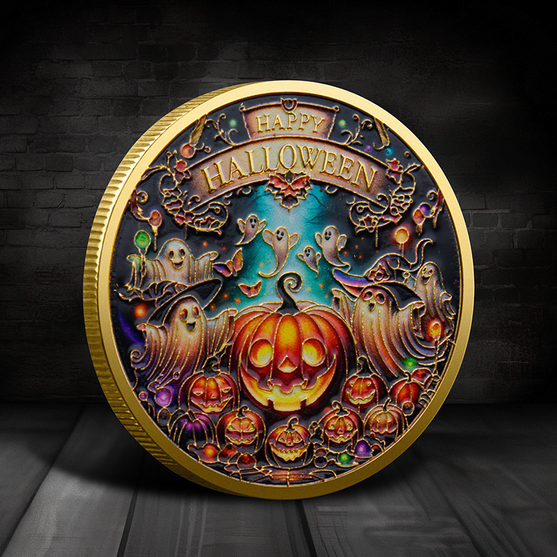 Happy Halloween Commemorative Coin Magic Witch Halloween Pumpkin Lantern Gift Christmas Commemorative Medallion Foreign Trade Happy Halloween Commemorative Coin Magic Witch Halloween Pumpkin Lantern Gift Christmas Commemorative Medallion Foreign Trade