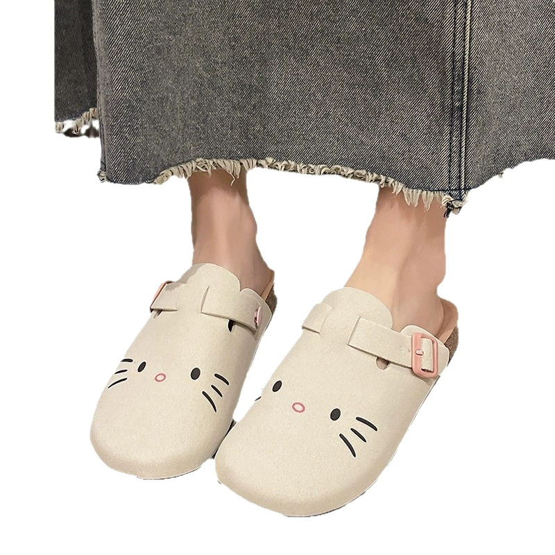 Нишевые котики милые Birkenstock обувь для женщин лето 2024 новые толстые подошвы мешок-носок сандалии носки тапочки полудраные тапочки