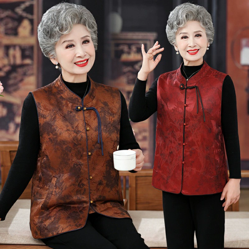 Бабушка весенний новый китайский стиль жилет среднего и пожилого возраста женское темпераментное пальто мама весенний осенний жакет