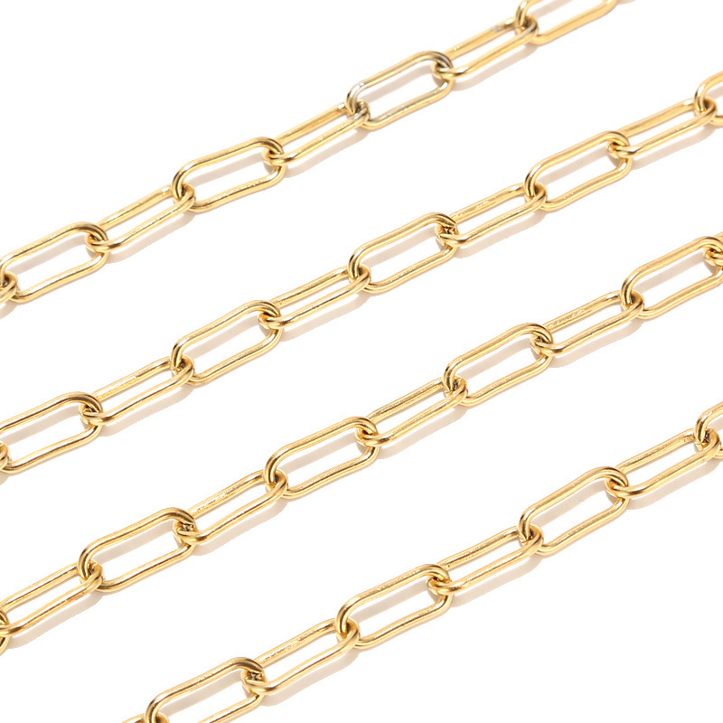 Plating Design Simple Style, Classic Style Style 1 Piece 304 Stainless Steel Paperclip Chain 1 M Cable Chain/Cross Chain Chain