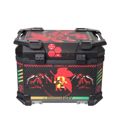 Motorcycle trunk – Asaka black and red aluminum