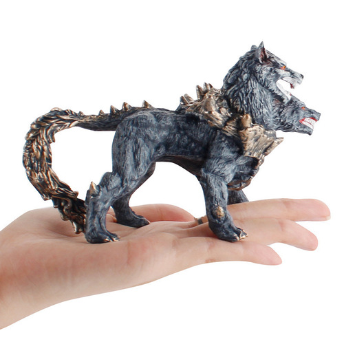 Cross-new export ancient mythological animal model Large two-headed dog Warcraft fantasy series animal ornaments model