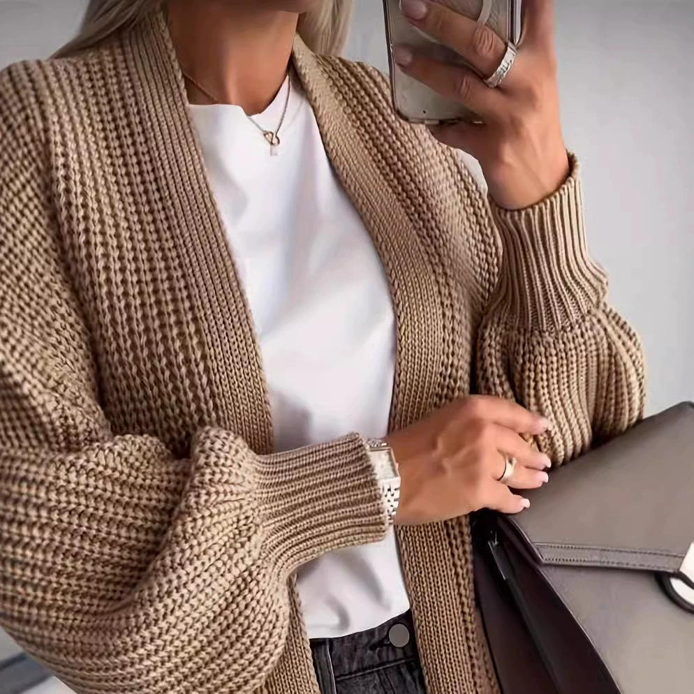 Внешняя торговля Трансграничная Европа, Европа и Амазонка производитель свитер с длинными рукавами кардиган куртка средней и длинной трикотажной свитер весной и осенью