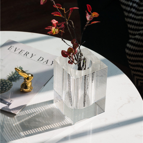 Modern Minimalist Crystal Striped Pen Holder Vase Ornament Sample Room Sales Office Hotel Restaurant Study Soft Decoration
