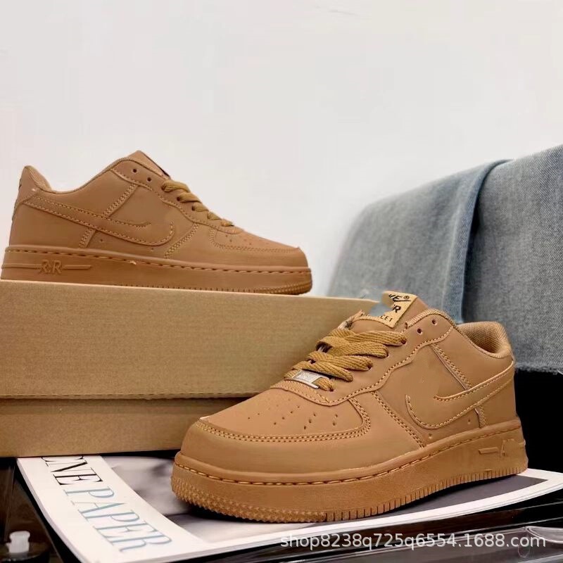 Putian pure original first-layer Air Force One wheat-colored men's and women's shoes, campus trendy low-top casual sneakers, exclusively for cross-border sales Putian pure original first-layer Air Force One wheat-colored men's and women's shoes, campus trendy low-top casual sneakers, exclusively for cross-border sales