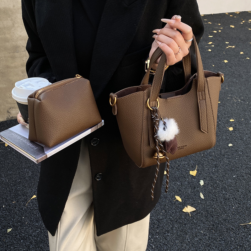 Retro lichi estampado bolso de cesta de comida de mano bolso de viaje para niños bolso de madre 2025 mujeres de hombro universal bolso de cubo