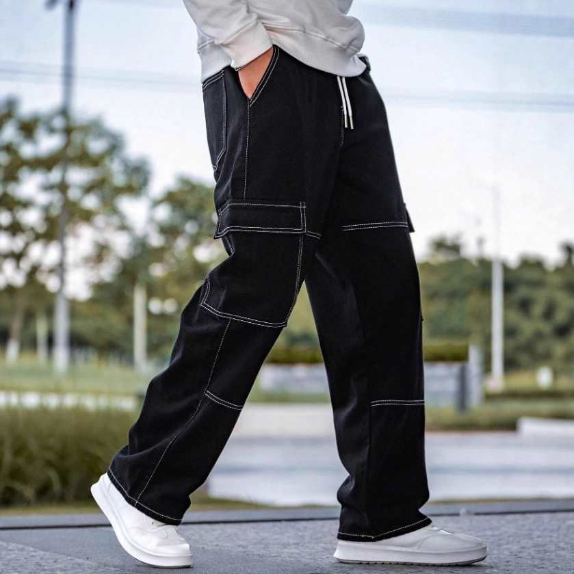 In Stock 2025 European and American Cross-Border New Jeans Men's Side Pocket Jeans Nk389