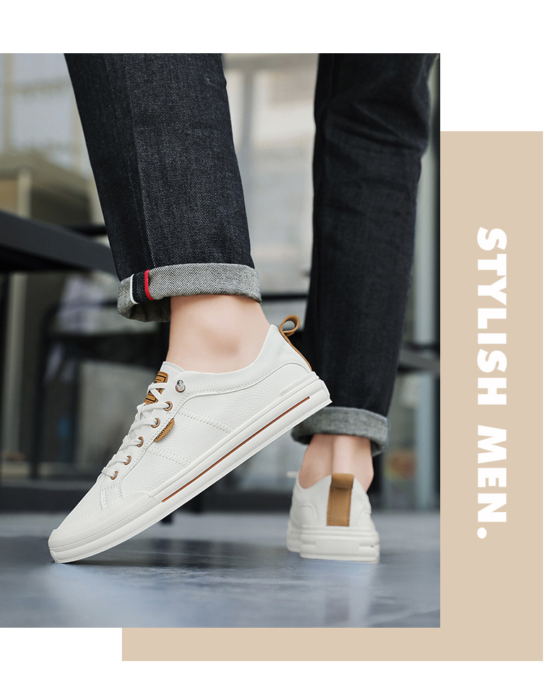 New Men's White Sneakers Cross-border E-commerce, Trendy Versatile Sports Casual Shoes For Men_vogvips.com
