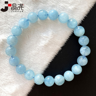 Jingyao Blue Crystal Aquamarine Bracelet Brave Love Round Bead Single Circle Bracelet Sweet Korean Style for Women and Men