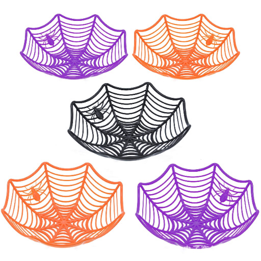 Cross-Border Halloween Party Decorations Spider Props Halloween Spider Web Shaped Candy Basket Bat Spider