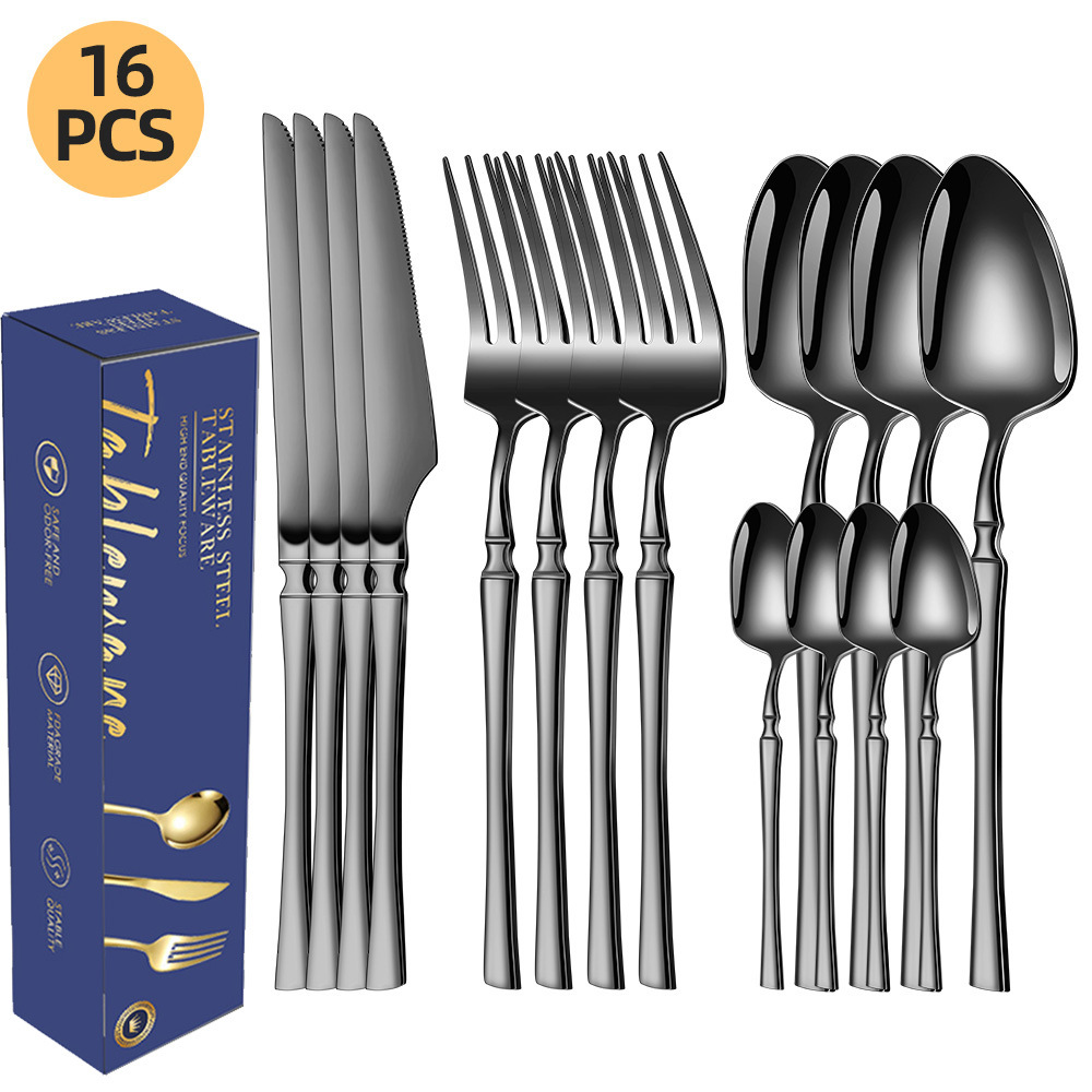 26 años de nuevo cuchillo y tenedor de acero inoxidable transfronterizo 16 / 24 / 30 piezas pequeño conjunto de cintura creativo cuchillo y tenedor de filete de comida occidental