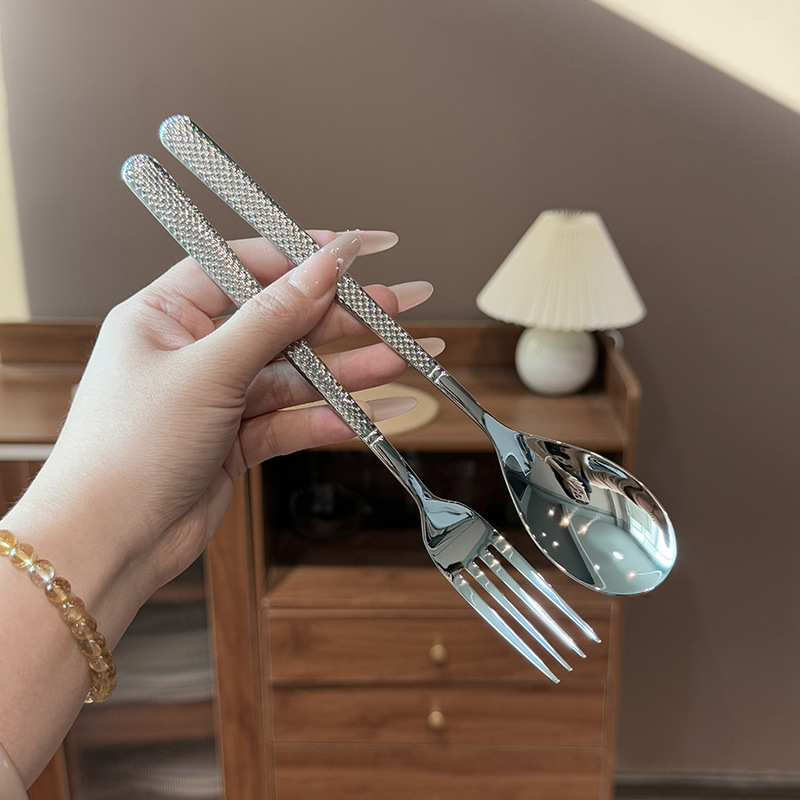 304 Stainless Steel Tableware, Light Luxury Style, High Quality, Suitable for Hotels, Restaurants, and Home Use, Including Soup Spoons and Pasta Forks