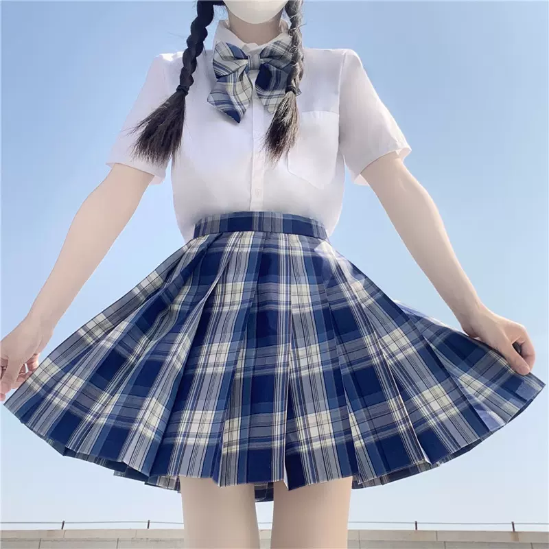 学院风百褶半身裙日系jk制服套装全套少女学生短袖衬衫格裙水手服