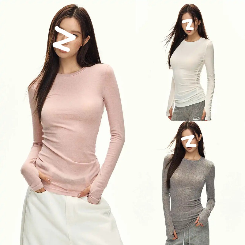 Long-Sleeved T-Shirt for Women, Autumn and Winter New High-Bottom Bottoming Shirt, Slim-Fitting Top for Outer Wear
