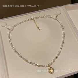 3-4天然淡水珍珠琉璃之梦人鱼姬月光珍珠项链法式轻复古菱形吊坠