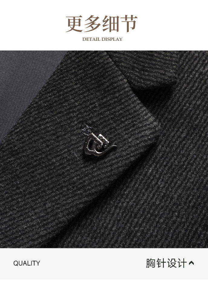 Áo vest nam dáng ôm cổ vest một hàng hai cúc chất liệu len pha lụa tơ tằm Lyocell — Xám đậm chi tiết 30