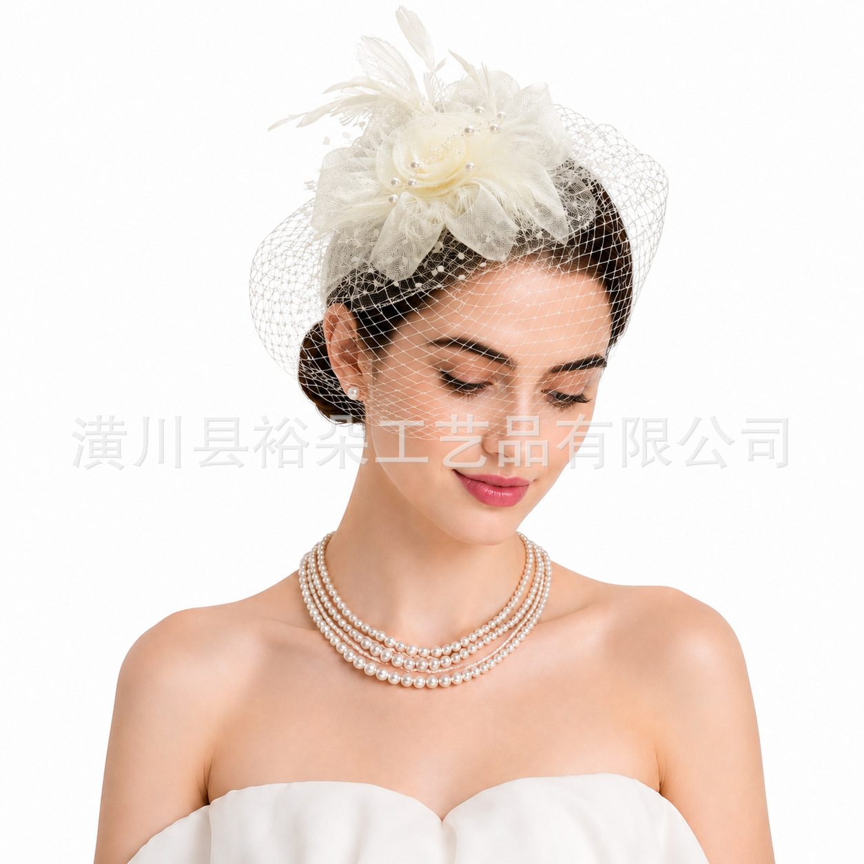 Amazon Feather Mesh Headpiece European and American Style Horse Racing Bride Wedding Hairpin Banquet Party Vintage Hat