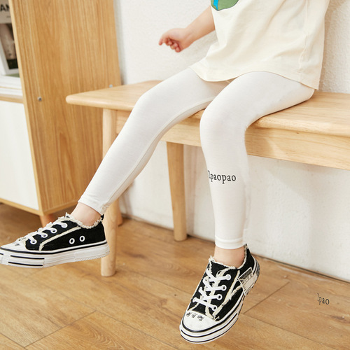 Korean style girls' leggings, fashionable and versatile, summer thin modal children's and big children's elastic nine-point pants
