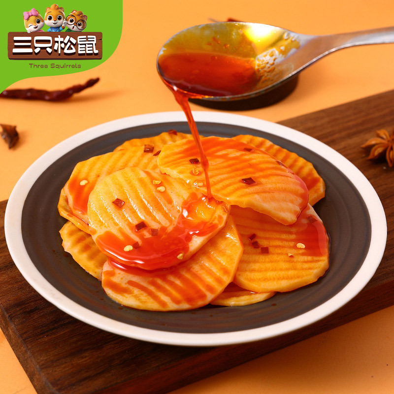 【三只松鼠烧烤味土豆片100g】麻辣土豆洋芋网红零食休闲食品