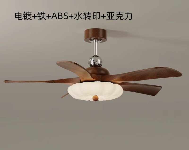 法式奶油静音护眼风扇灯具中古风吊扇灯餐厅卧室咖啡厅复古电扇灯|undefined