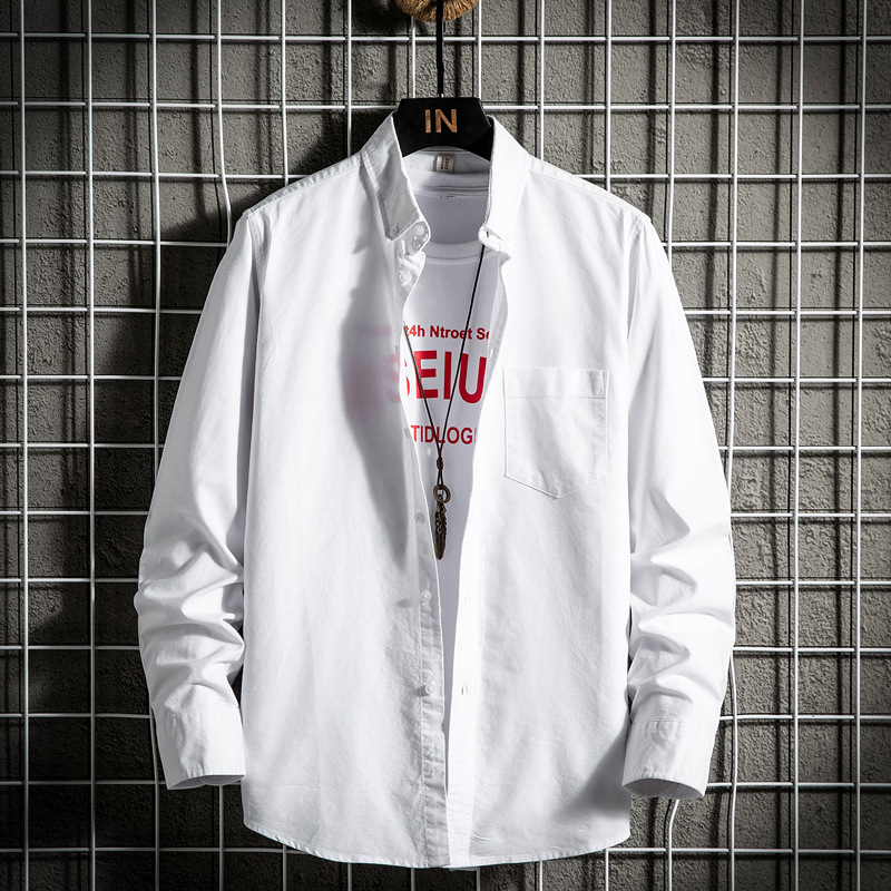 男装全棉牛津纺长袖衬衫春秋开衫休闲男式半袖亚马逊衬衣L006-P38