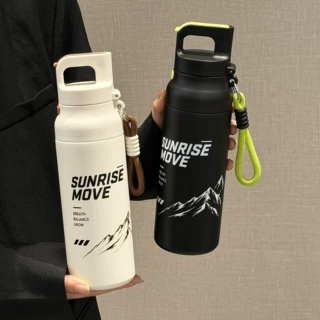 新款一键速开保温杯316不锈钢运动水杯大容量骑行登山吸管礼品杯