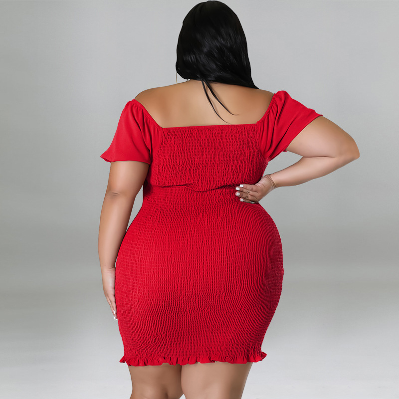 MY978 plus Size Women's Summer Off-Shoulder Bodycon Dress European American Style Regular Thickness All Pieces Included_ecoleips.com