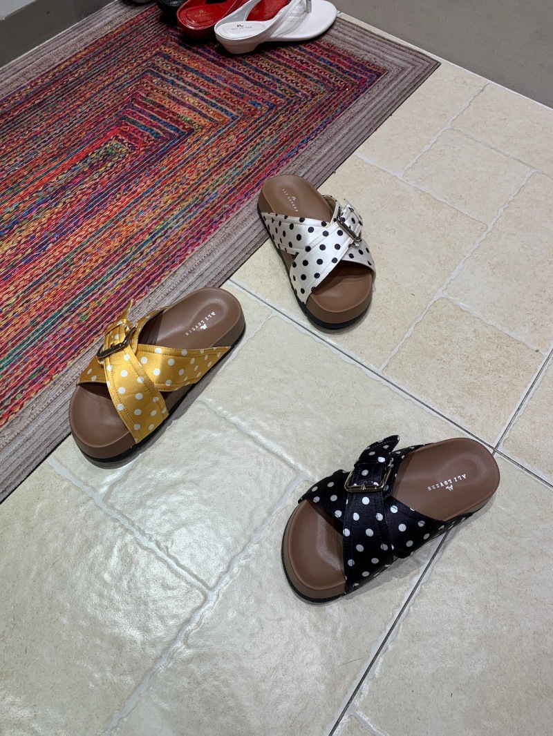 Women's Slip-on Slippers With White Polka Dot Pattern For Summer_voghion.com