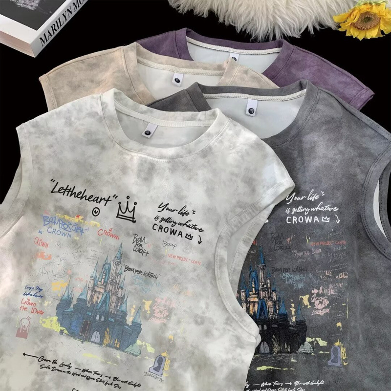 High Street American Sleeveless Vest Men's Summer Thin Imitation Suede Tie-Dye Street Loose Casual Waistcoat T-Shirt Men High Street American Sleeveless Vest Men's Summer Thin Imitation Suede Tie-Dye Street Loose Casual Waistcoat T-Shirt Men