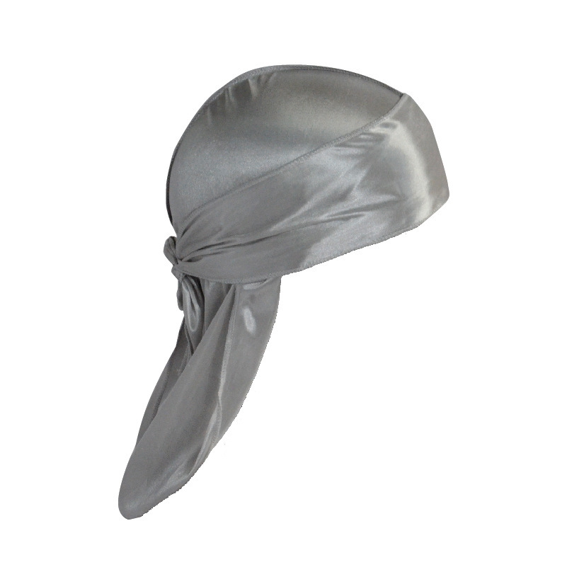 Amazon vende pañuelos elásticos en caliente, sombreros de baotou, sombreros piratas de seda, sombreros de cola larga hip hop silky durag