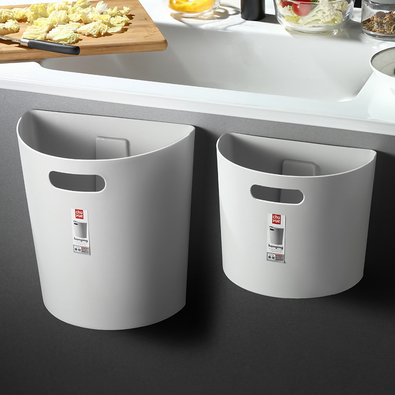 Japanese-Style Kitchen Cabinet Door-Mounted Trash Can for Home Use in Bathroom and Bedroom, Creative Semi-Circular Cabinet Wall-Mounted Waste Paper Bin Japanese-Style Kitchen Cabinet Door-Mounted Trash Can for Home Use in Bathroom and Bedroom, Creative Semi-Circular Cabinet Wall-Mounted Waste Paper Bin