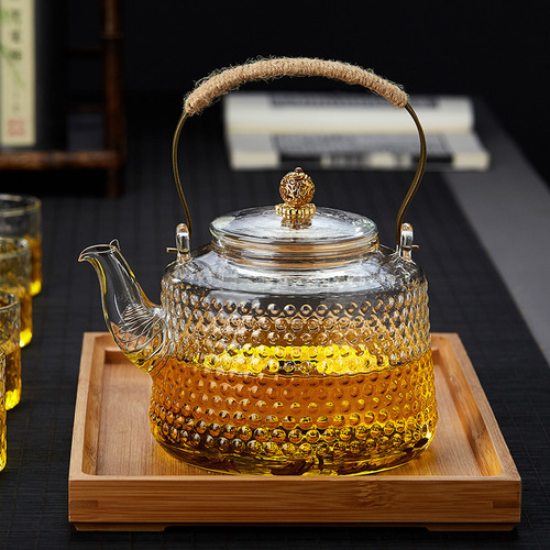 Hammered-Texture Thickened Dongtian Kettle Ceramic Stove Teapot High-Borosilicate Kung Fu Handle Glass Teapot