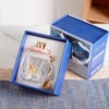 Fuchsia glass tea cup, gift box