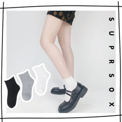 Japanese trendy socks for autumn and winter, solid color ribbed edge JK socks for girls, Lolita school style white fluffy socks, trendy brand ankle socks