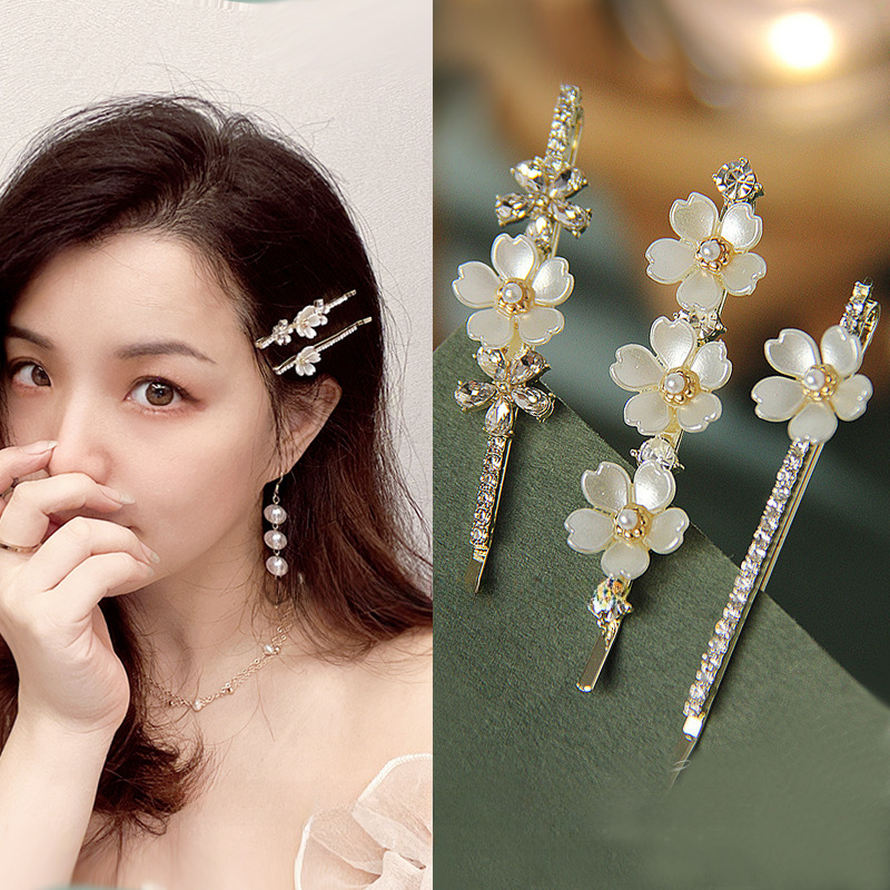 Fairy Gentle Flower Hairpin Fairy Pearl Hairpin Exquisite Bangs Clip One-word Clip Broken Hair Side Clip Hair Accessories_voghion.com
