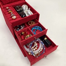 精品首饰盒收纳盒礼品盒多功能盒鹿皮绒盒