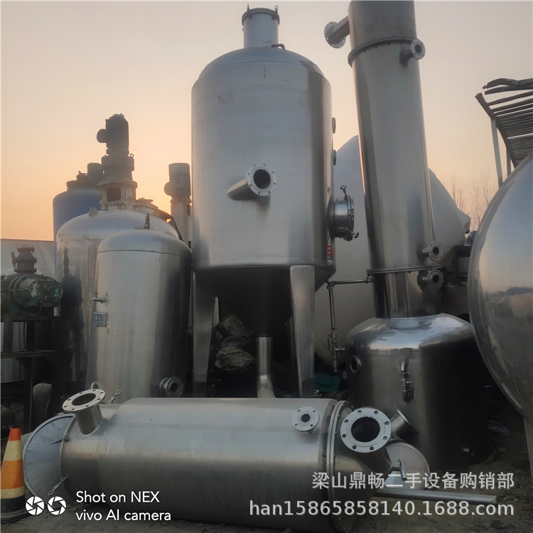二手3吨3效浓缩蒸发器 强制循环蒸发器 二手外循环蒸发器