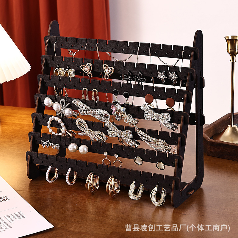 耳环木架珠宝塔木质珠宝收纳架耳钉耳环珠宝饰品商场收纳木架