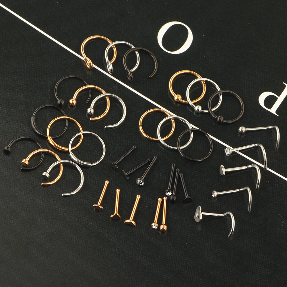 Stainless Steel Nose Nail Set – Geometric Earring Set for Women European American Style detail image 8