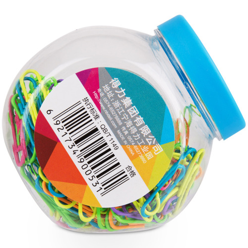 Deli 0053 color paper clips 3# metal nickel-plated rust-proof paper clips 200 pieces/box office supplies wholesale