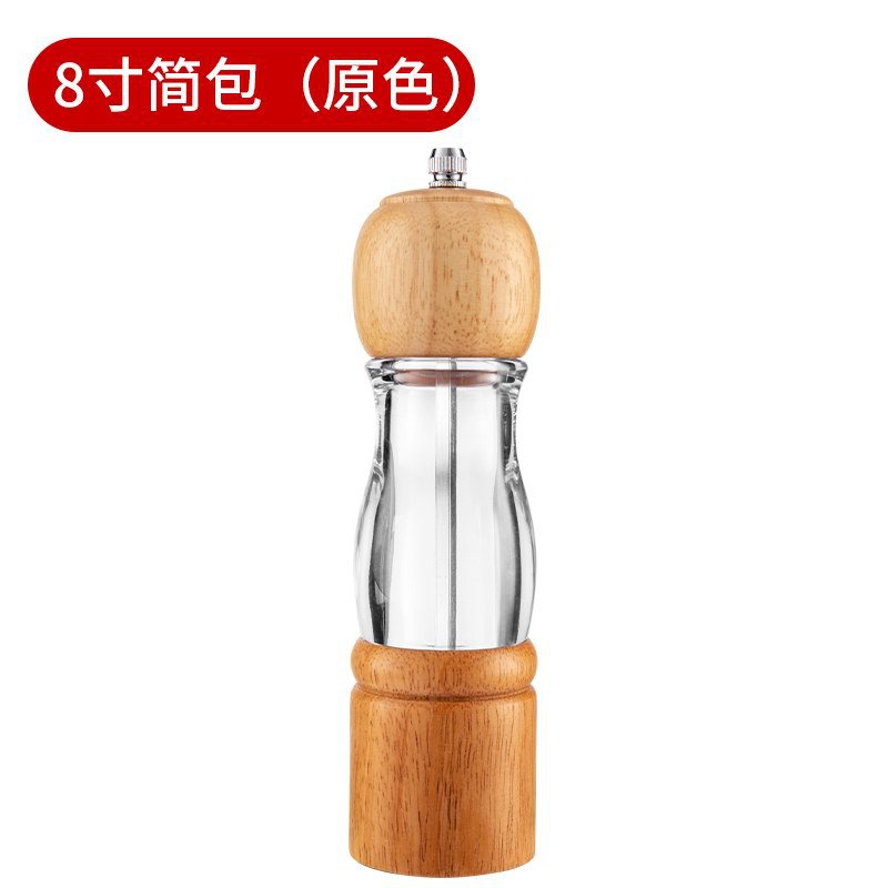 Amoladora de pimienta de madera transparente base traje cocina pimienta sal marina Molino de pimienta negro hogar camping condimento botella