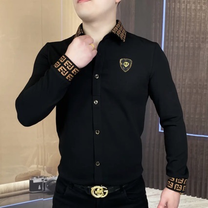 Slim fit herrkofta med lång ärm och krage för vardag_voghion.com