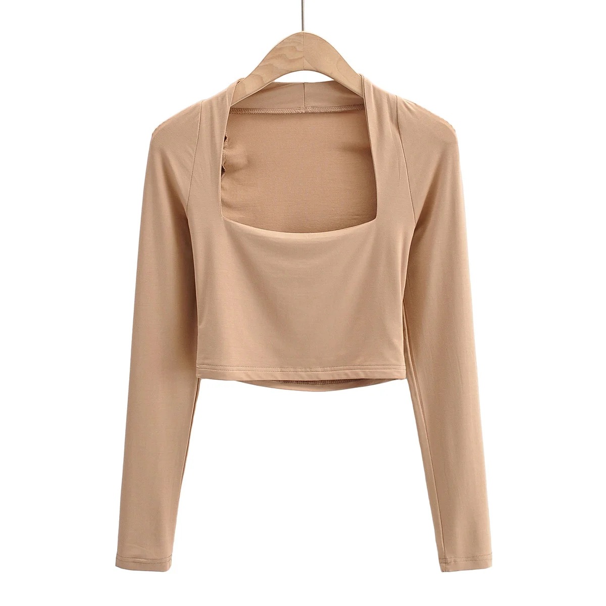 Low Square Neck Long-Sleeved Bottoming Shirt NSAC50830