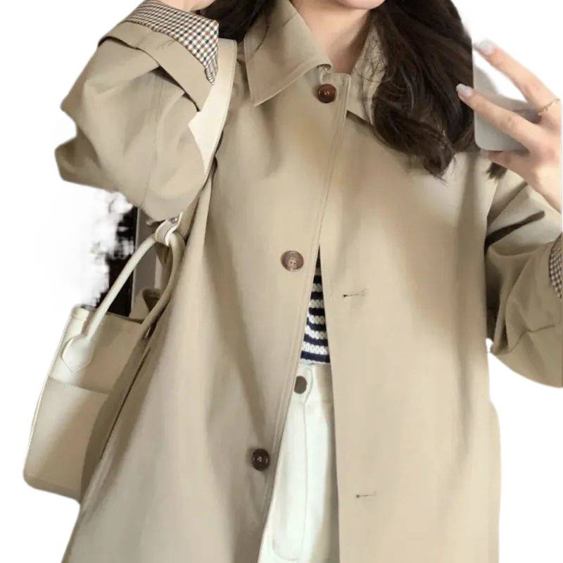 早秋风衣外套女年新款春秋季卡其色小个子韩版英伦风中长款|undefined