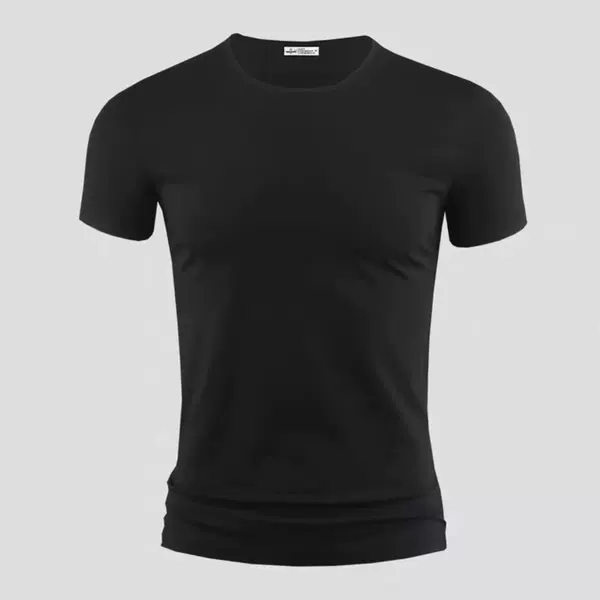Ice Silk Short Sleeve T-Shirt Men's Solid Color Round Neck Underwear Base Shirt 25 Summer Slim Fit Half Sleeve T-Shirt Upper Clothes for Men