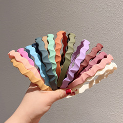 1.2 cm Colorful Frosted Wavy Hairband Sweet Girl Heart Forehead Fringe Headband High Crown Hair Tying Accessory