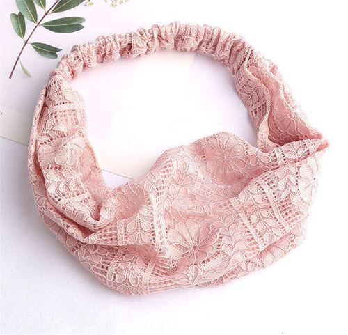Spring and Summer thin wide headband lace breathable hair net for covering loose hair head scarf wide headband with hollow hair clip popular hair accessory