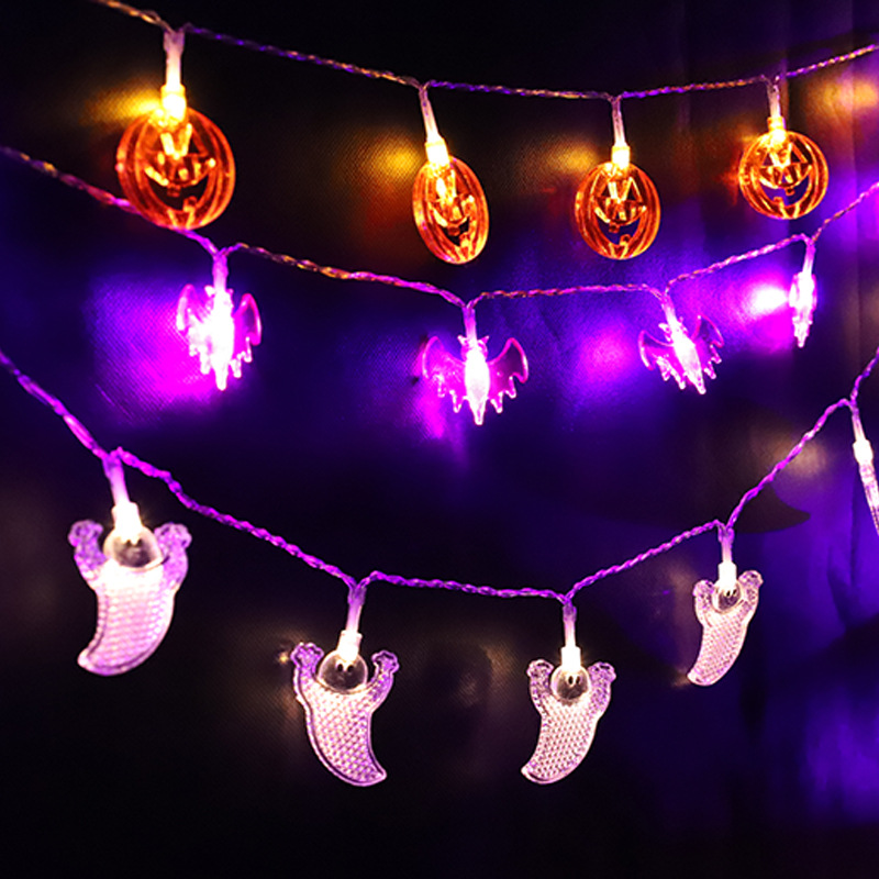 Cadena de luz LED de Halloween de tres piezas a prueba de agua de control remoto de calabaza Cadena de luz murciélago de Halloween Cadena de luz USB luces decorativas de colores