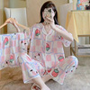 Summer pijama, high quality cartoon cloth, set, homewear, with short sleeve, 3 piece set