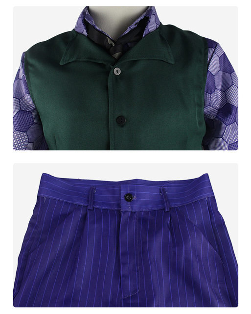 Costume Completo Da Joker/Clown - Camicia, Gilet Verde E Cravatta Bianca - Foto 13